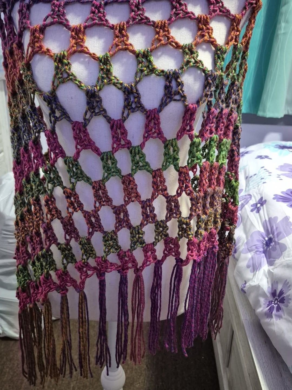 Handmade Multicolor Crochet Fringe Women's Top
